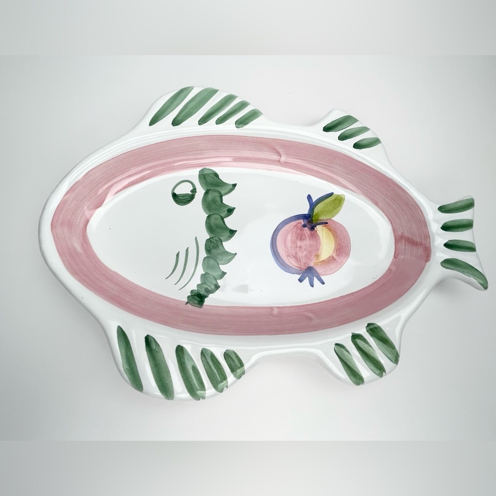 Caleca Sorrento Platter Fish Shaped Italian Pottery Hand Painted